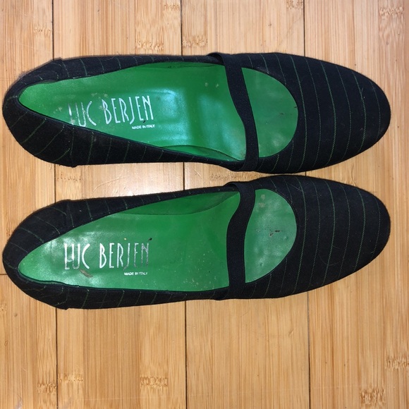 Luc Berjen• Kitten Heeled Pinstriped Loafers - Picture 3 of 11